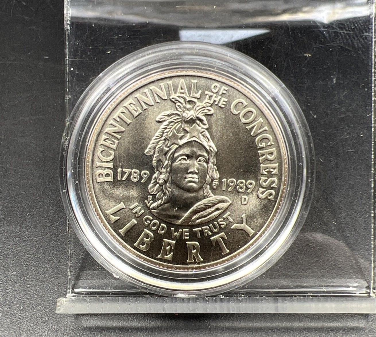 1989 D Library of Congress Commemorative Half Dollar Coin in Capsule GEM BU