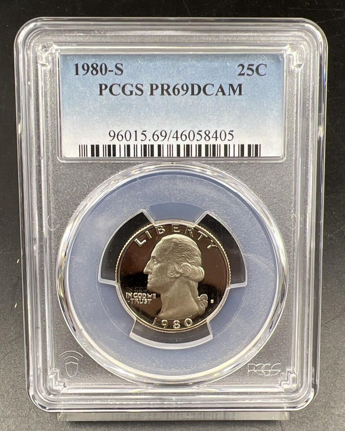 1980 S 25c Washington Clad Quarter Gem Proof Coin PCGS PR69 DCAM #405