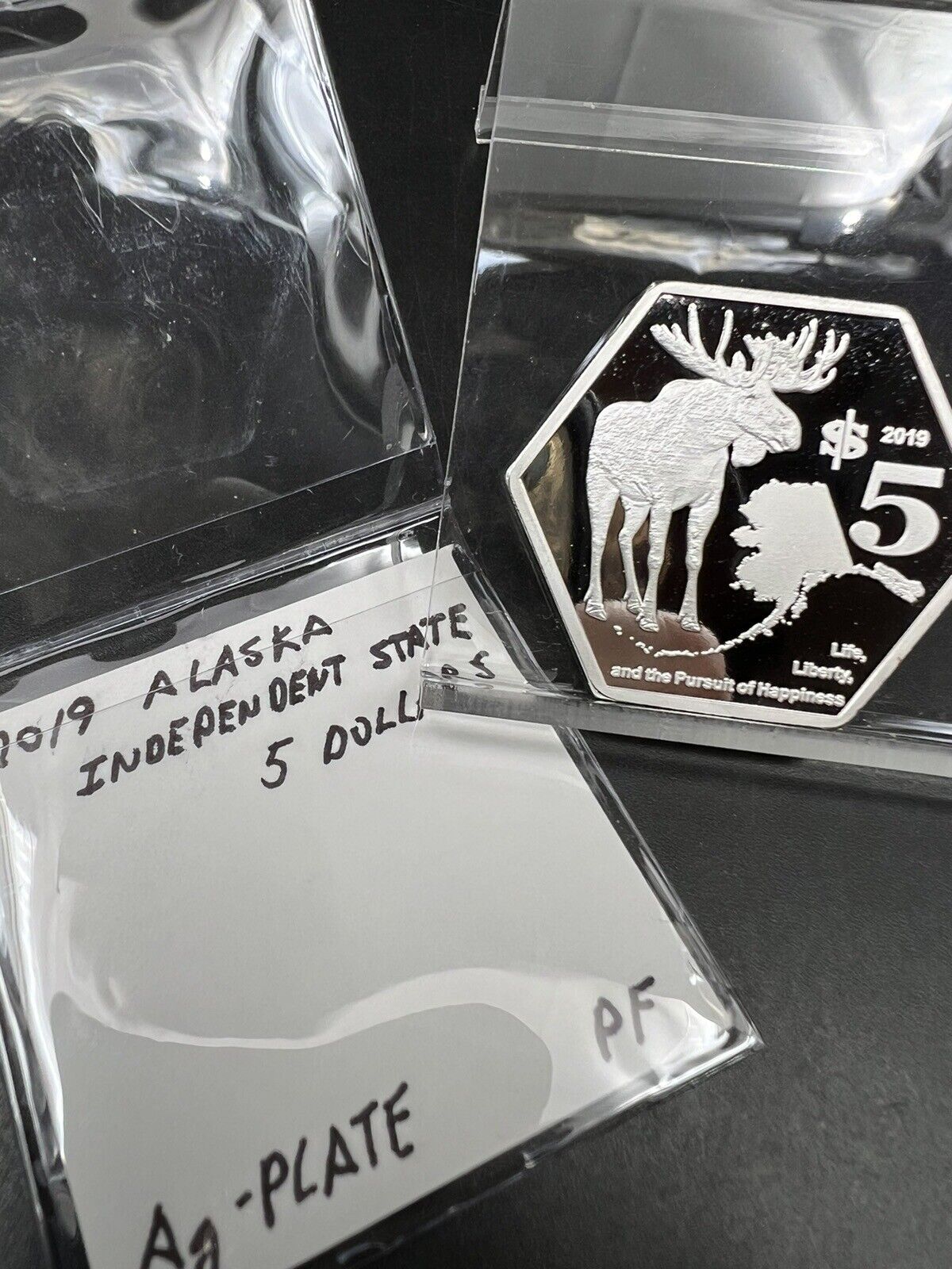 2019 Independent State Of Alaska 5 Dollars Choice Proof Silver Plated Medal