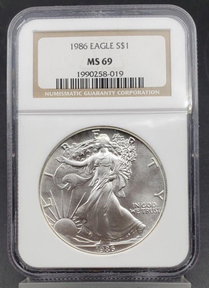 1986 1 OZ American 1oz .999 Eagle NGC MS69 First Year of Issue Not Much Toning