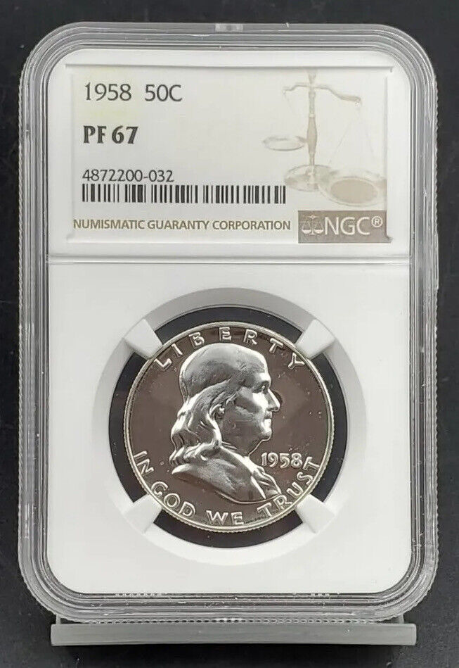 1958 P Franklin Silver Half Dollar Coin PF67 NGC Gem Proof 50c