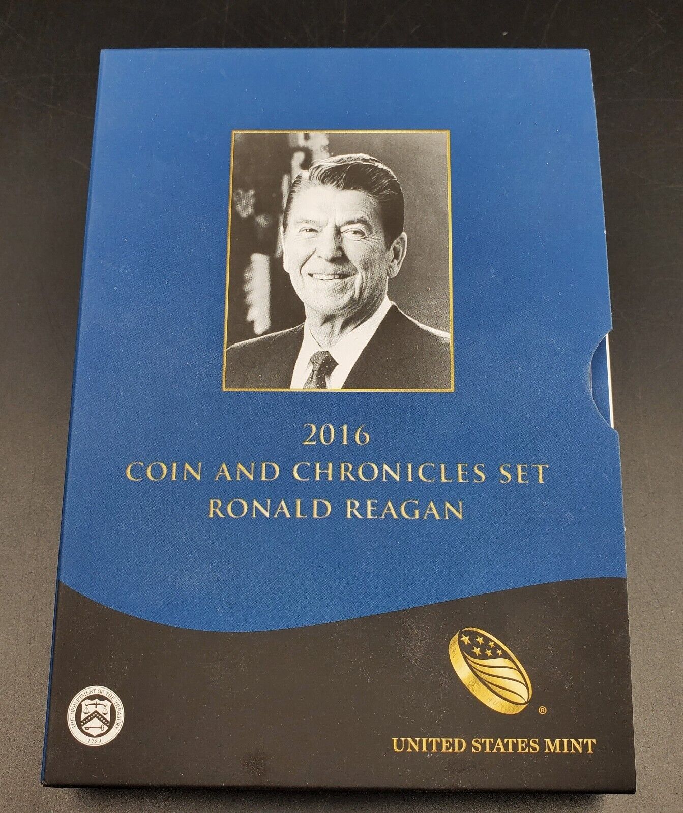 2016 Ronald Reagan Coin and Chronicles Set OGP US Mint w/ Proof Silver Eagle
