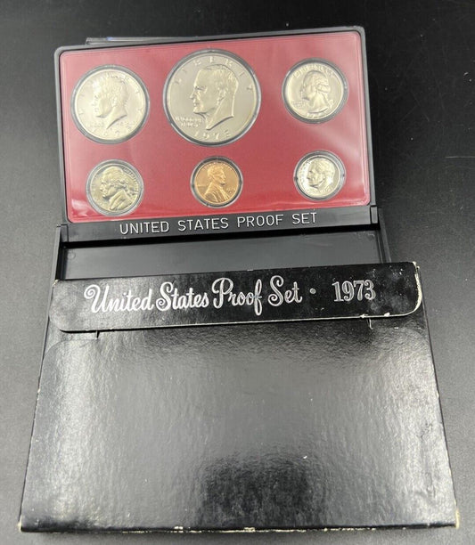 1973 S US Mint GEM Proof Set 6 Coin Clad Complete OGP with Eisenhower Ike Dollar