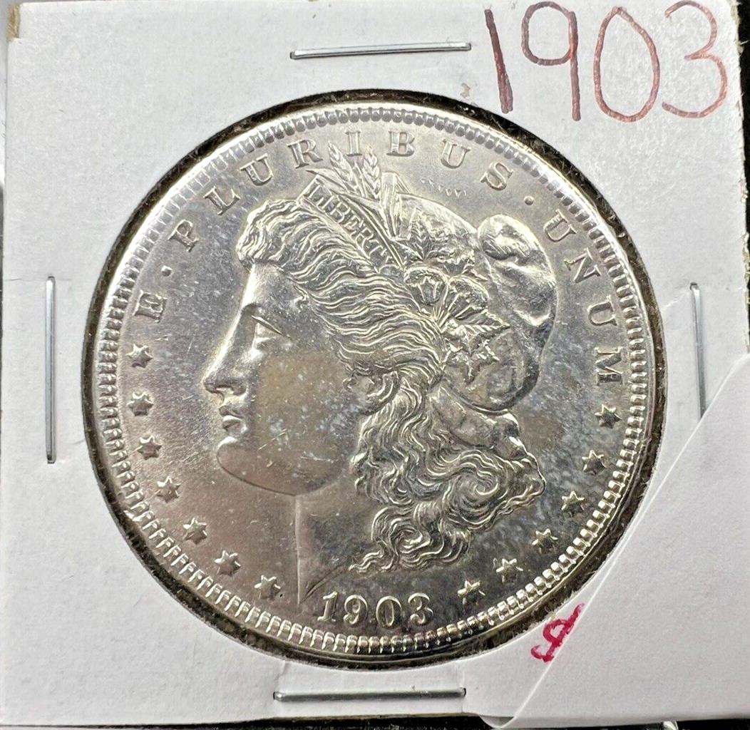 1903 P $1 Morgan 90% Silver Dollar AU Details Shiny Semi Key Date