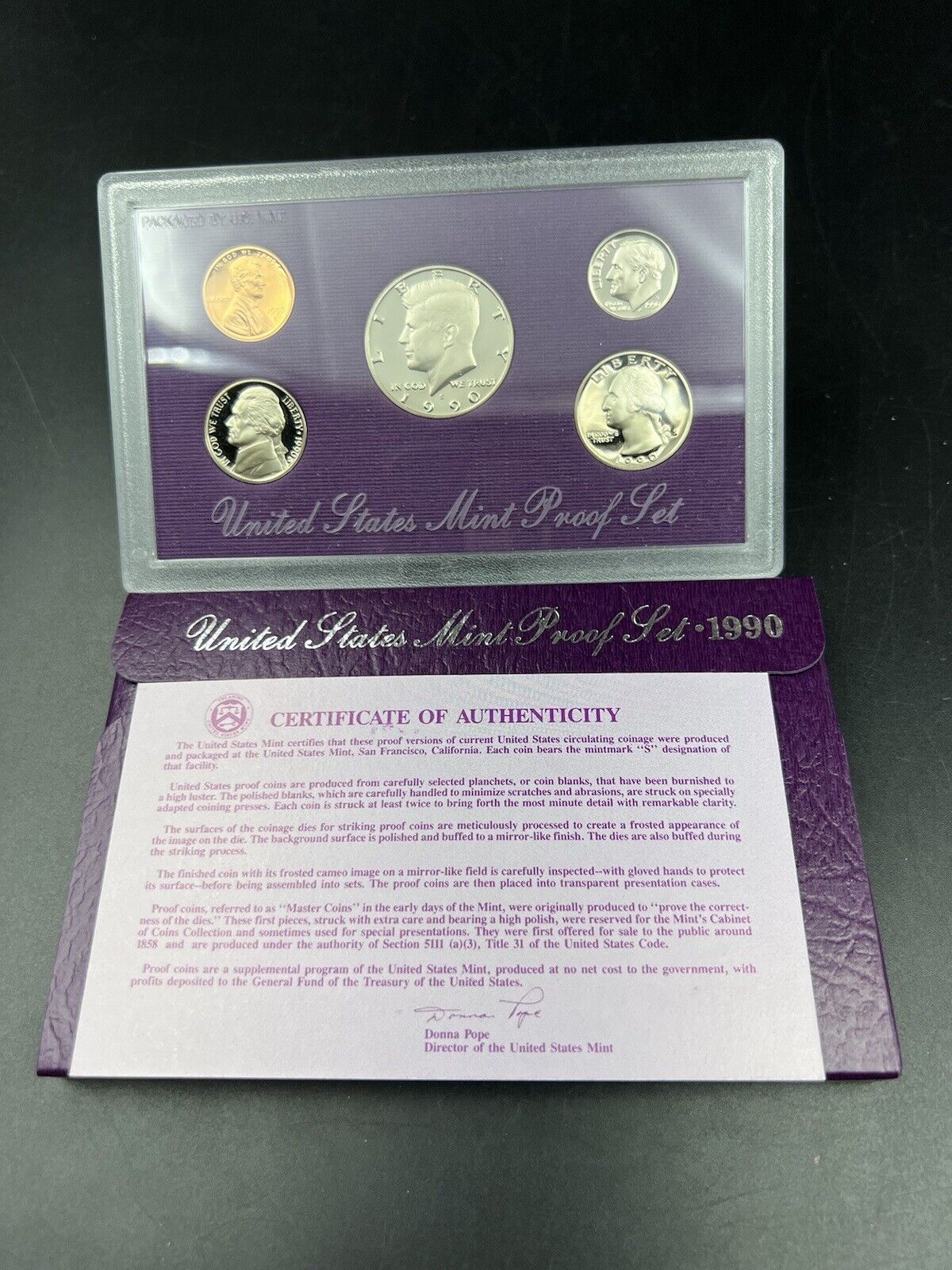 1990 S US Mint GEM Proof Set 5 Coin Clad Complete OGP