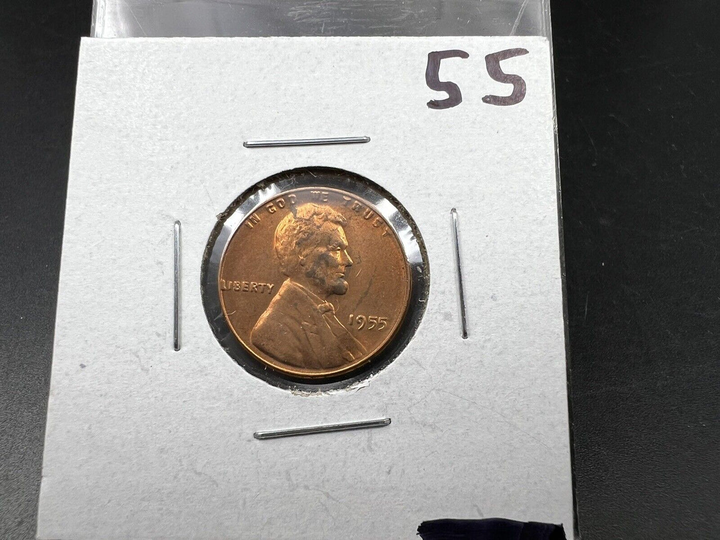 1955 P 1c Lincoln Wheat Cent Penny Coin Poor Man Strike Doubling Double Die BU #