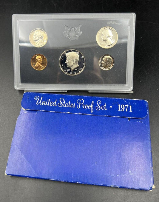 1971 S US Mint GEM Proof Set 5 Coin Complete OGP