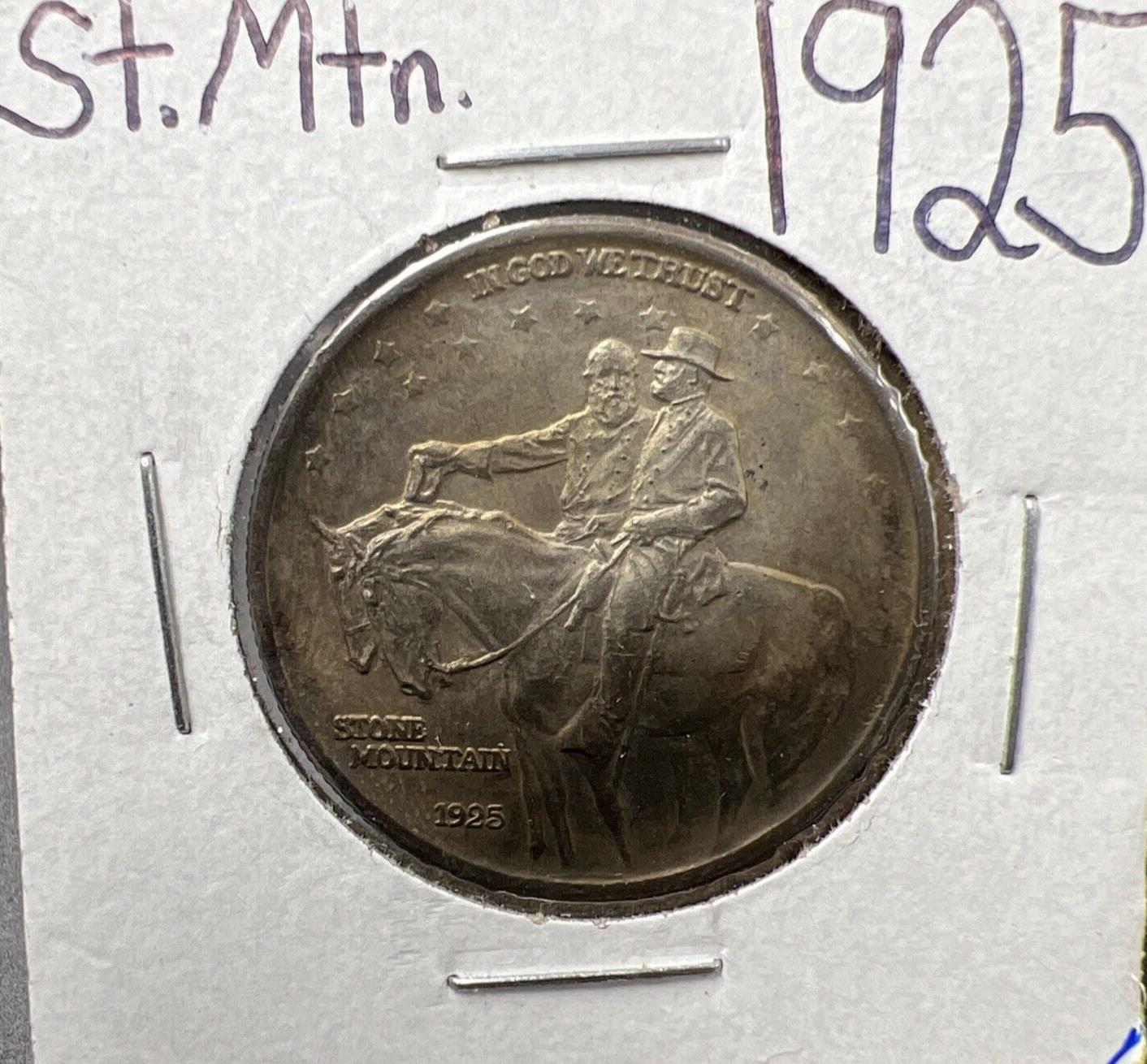1925 Stone Mountain Classic Commem Silver Half Dollar UNC Toned Obverse