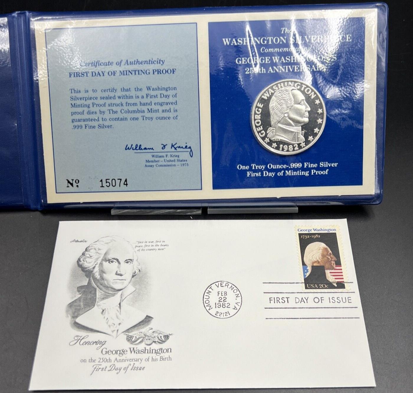 1982 GEORGE WASHINGTON 250th Anniversary 1 oz .999 SILVER Gem Proof FDOI Pack