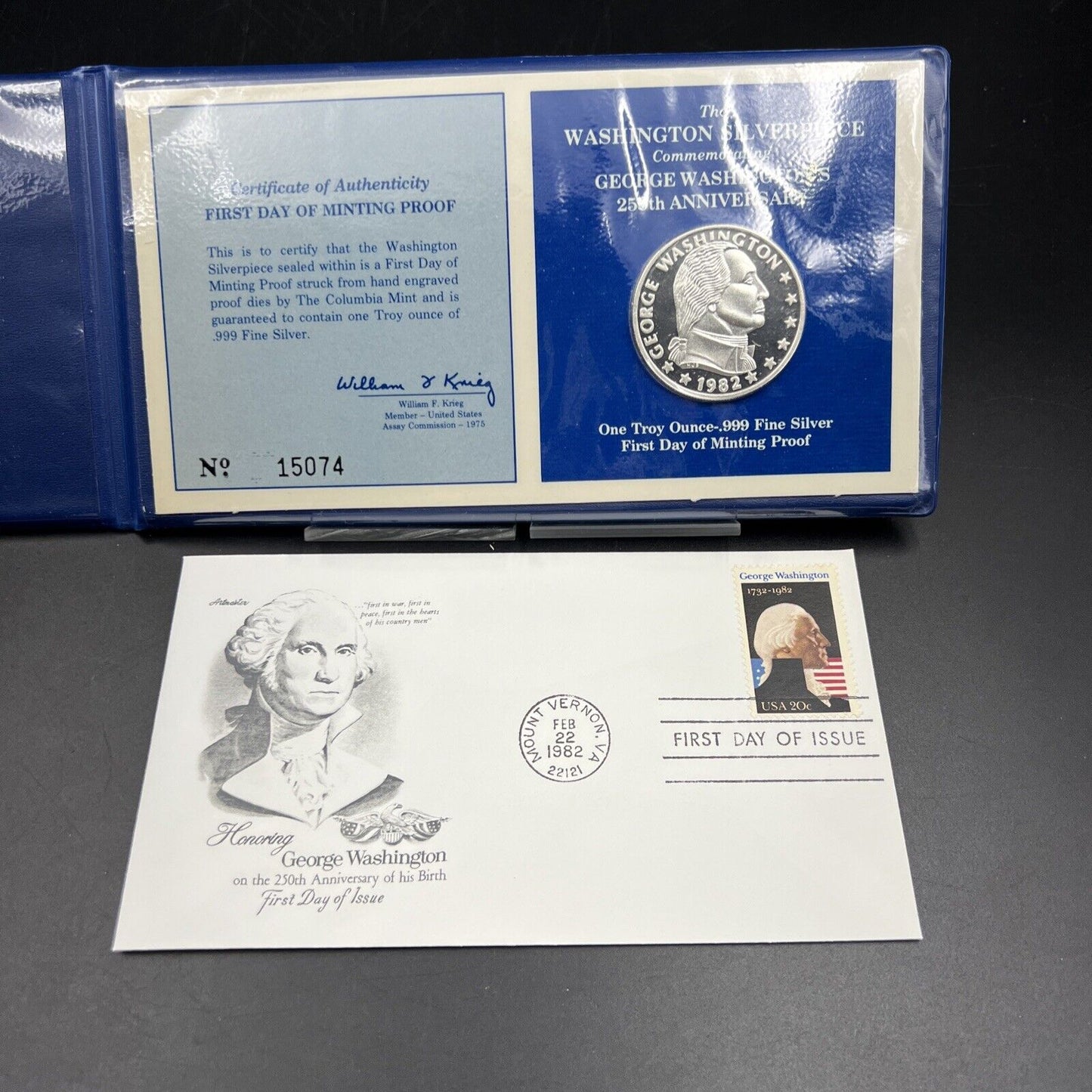 1982 GEORGE WASHINGTON 250th Anniversary 1 oz .999 SILVER Gem Proof FDOI Pack