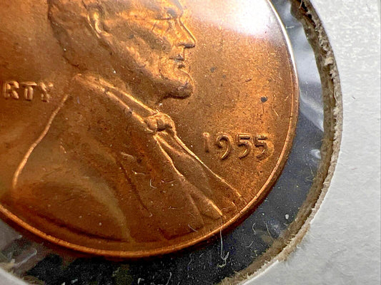 1955 P 1c Lincoln Wheat Cent Penny Coin Poor Man Strike Double Die #P