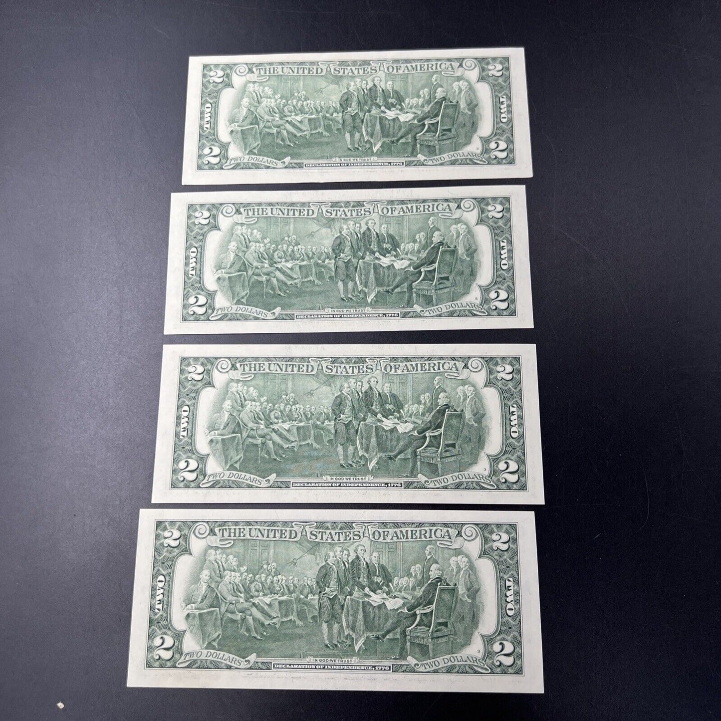 Lot of 4 2003 $2 Two Dollar FRN Notes CH UNC w/ Repeat Serial Numbers #