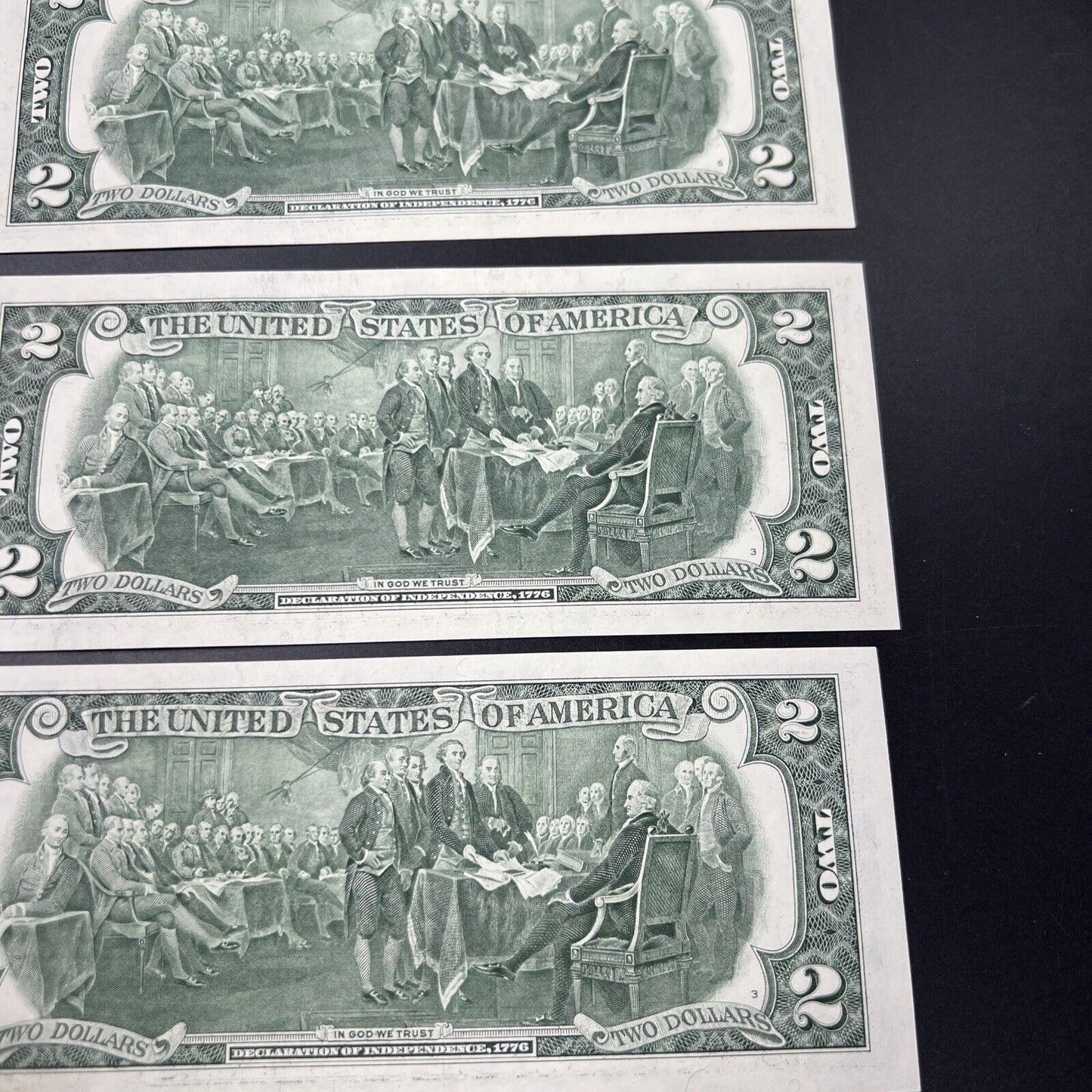 Lot of 4 2003 $2 Two Dollar FRN Notes CH UNC w/ Repeat Serial Numbers #