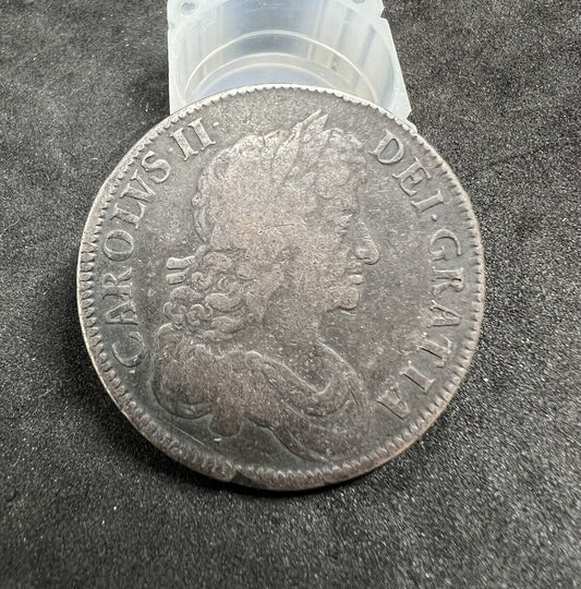 1677 Great Britain One 1 Crown Silver Coin Charles II VF Very Fine Circ