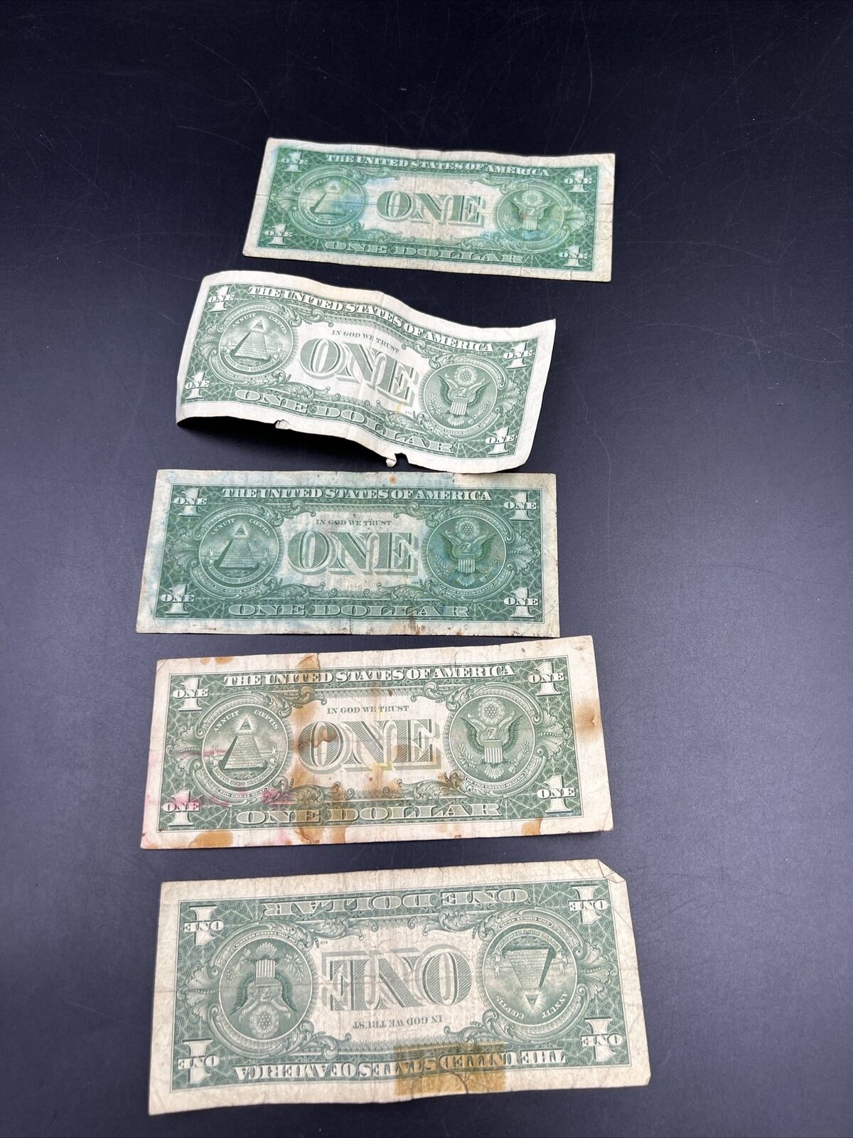 Lot of 5 1957 $1 Silver Certificate Blue Seal Notes Very Cull Very Circ #949
