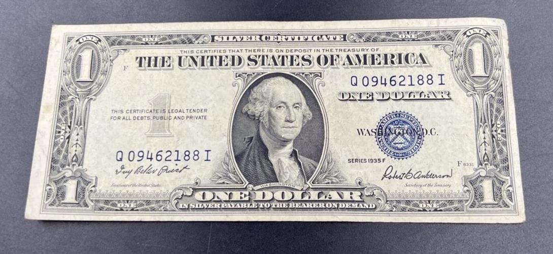 1935 F $1 Silver Certificate Blue Seal Note Very Fine Circ Neat Serial #188