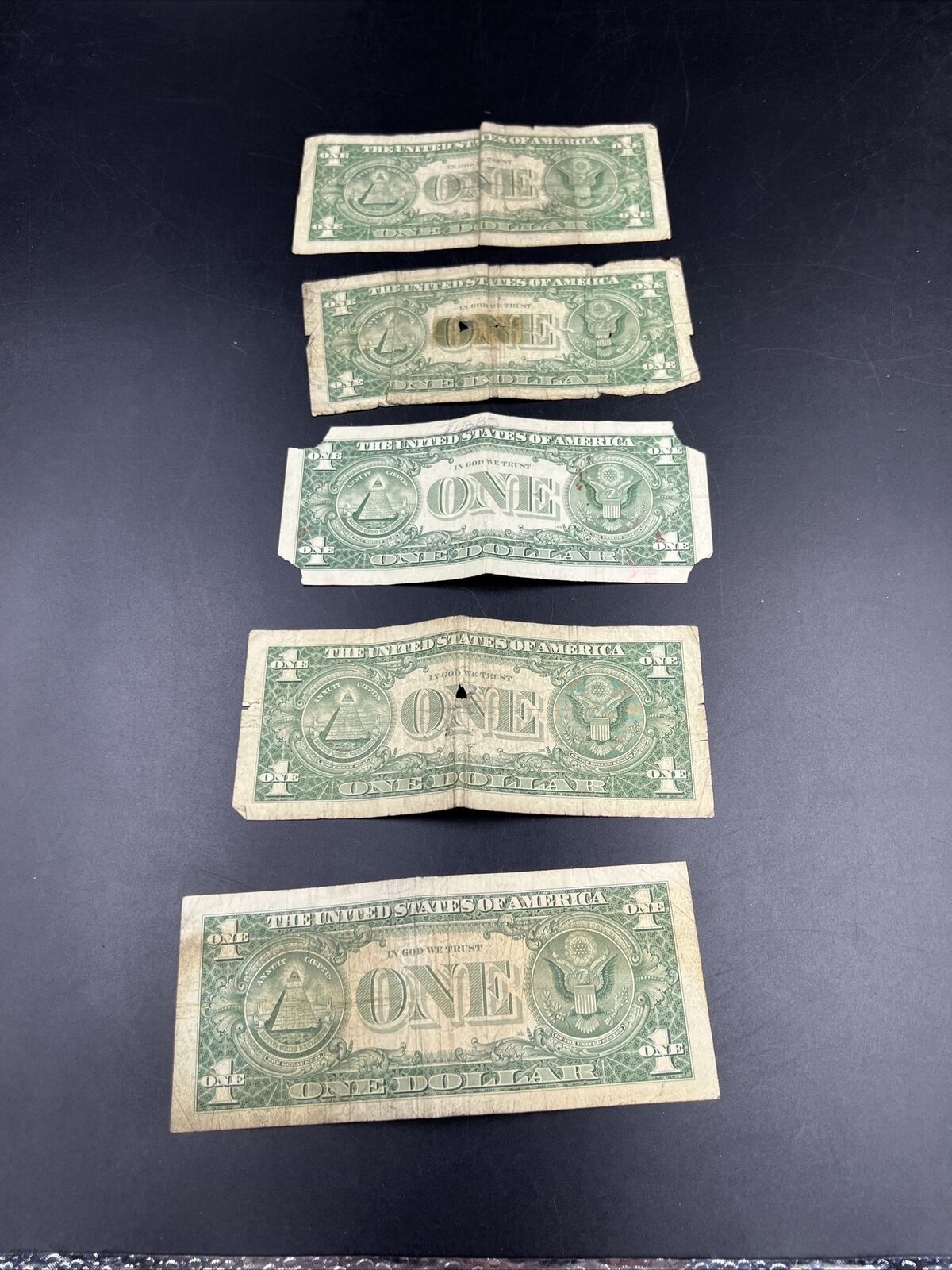 Lot of 5 1957 $1 Silver Certificate Blue Seal Notes Very Cull Very Circ #384