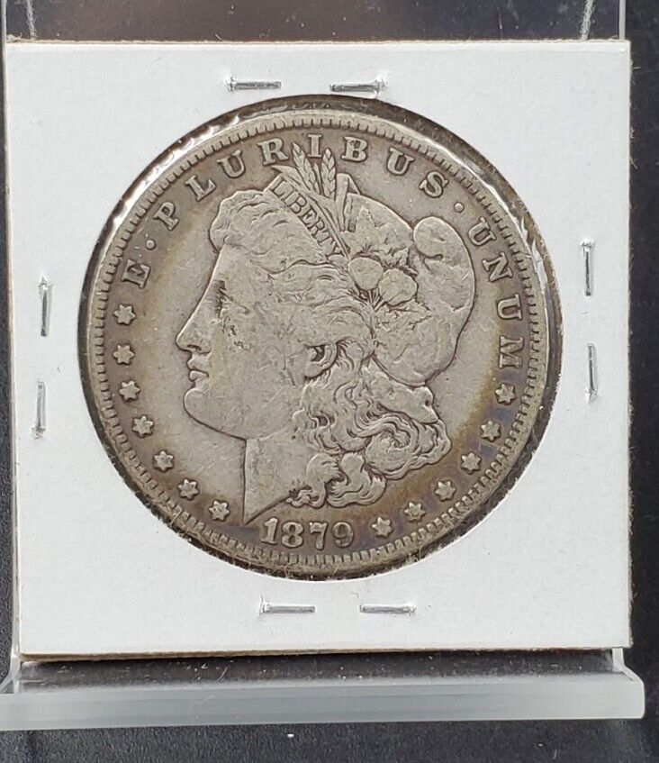 1879 O Morgan Silver Dollar Coin Choice VF Very Fine Neat Toning Obverse
