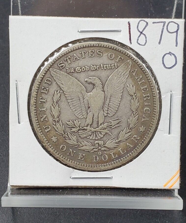 1879 O Morgan Silver Dollar Coin Choice VF Very Fine Neat Toning Obverse