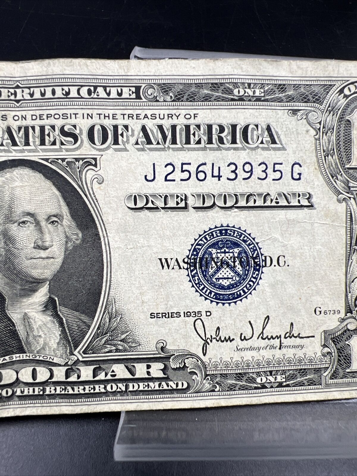 1935 D $1 Silver Certificate Blue Seal Note Choice VF Very Fine Narrow Margin