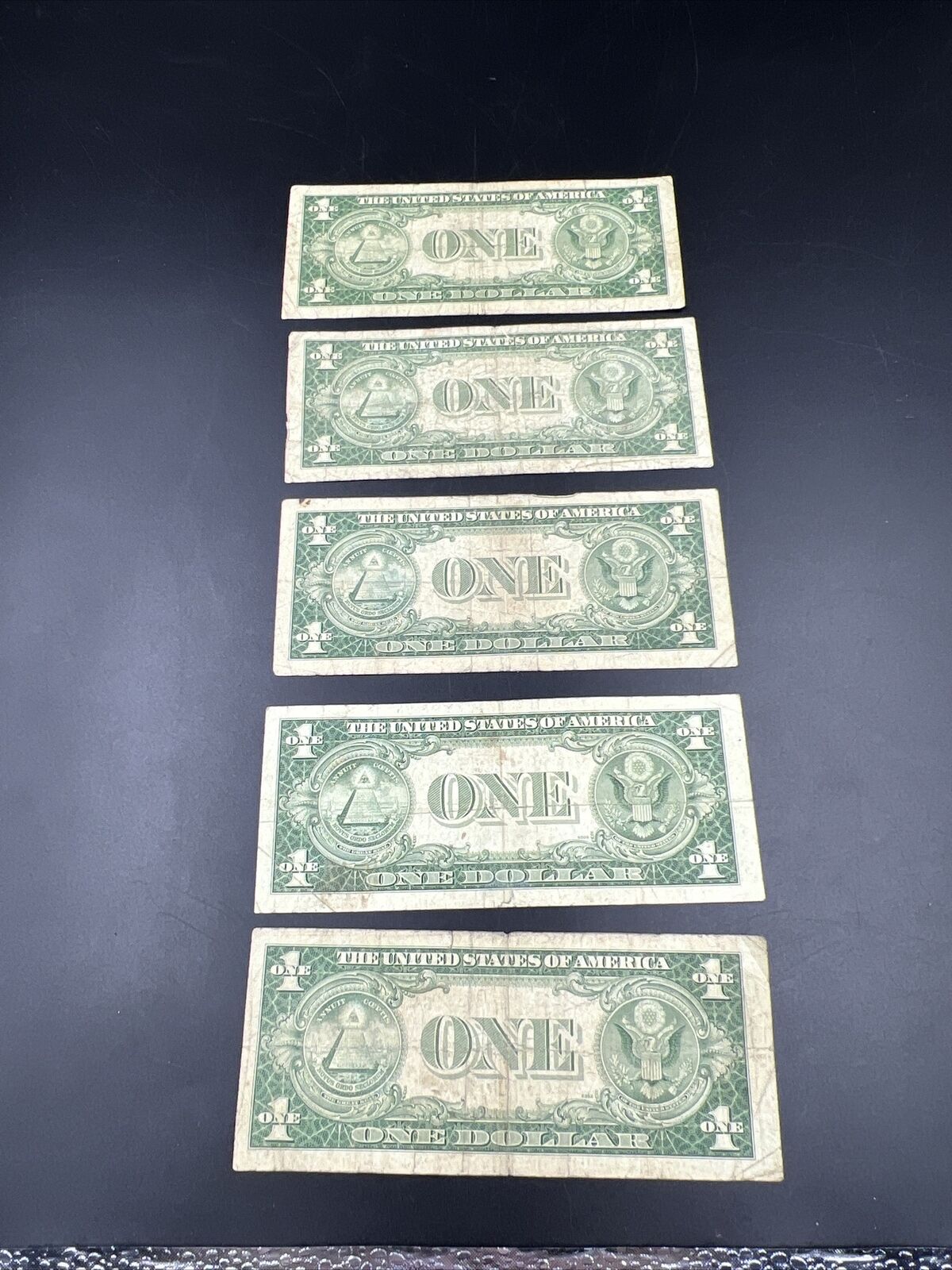 Lot of 5 1935 $1 Silver Certificate Blue Seal Notes VG Circ Neat Serial #336