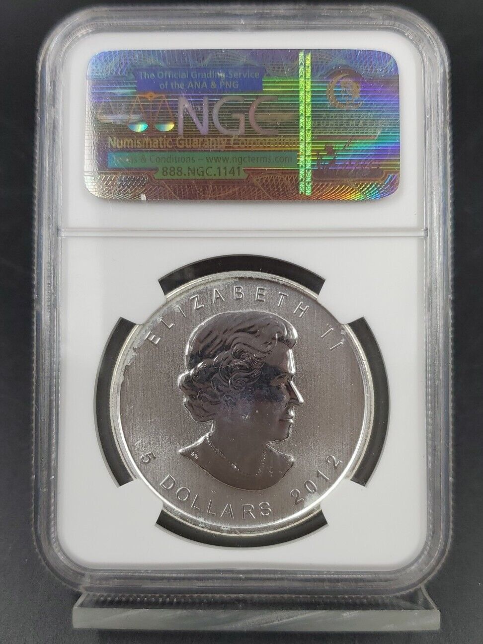 2012 Canada Maple Leaf $5 Coin .999 Silver 1 oz NGC MS68 Some Toning Gem BU
