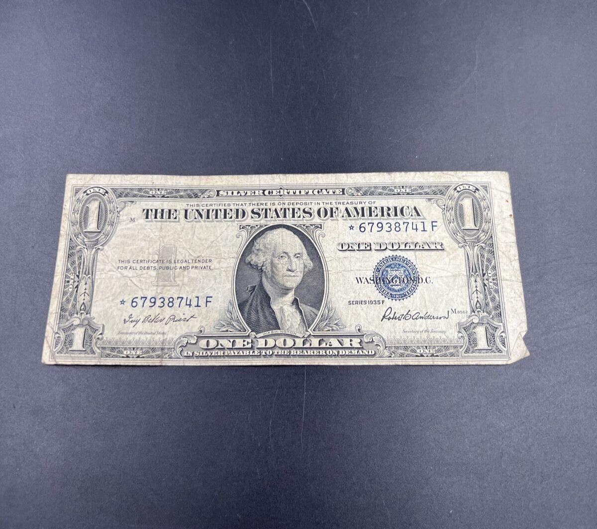1935 F $1 * Star Note Silver Certificate Blue Seal One Dollar Note Good Circ
