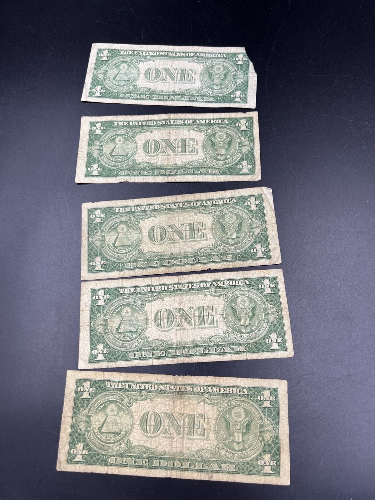 Lot of 5 1935 $1 Silver Certificate Blue Seal Bills Notes Very Circ #776