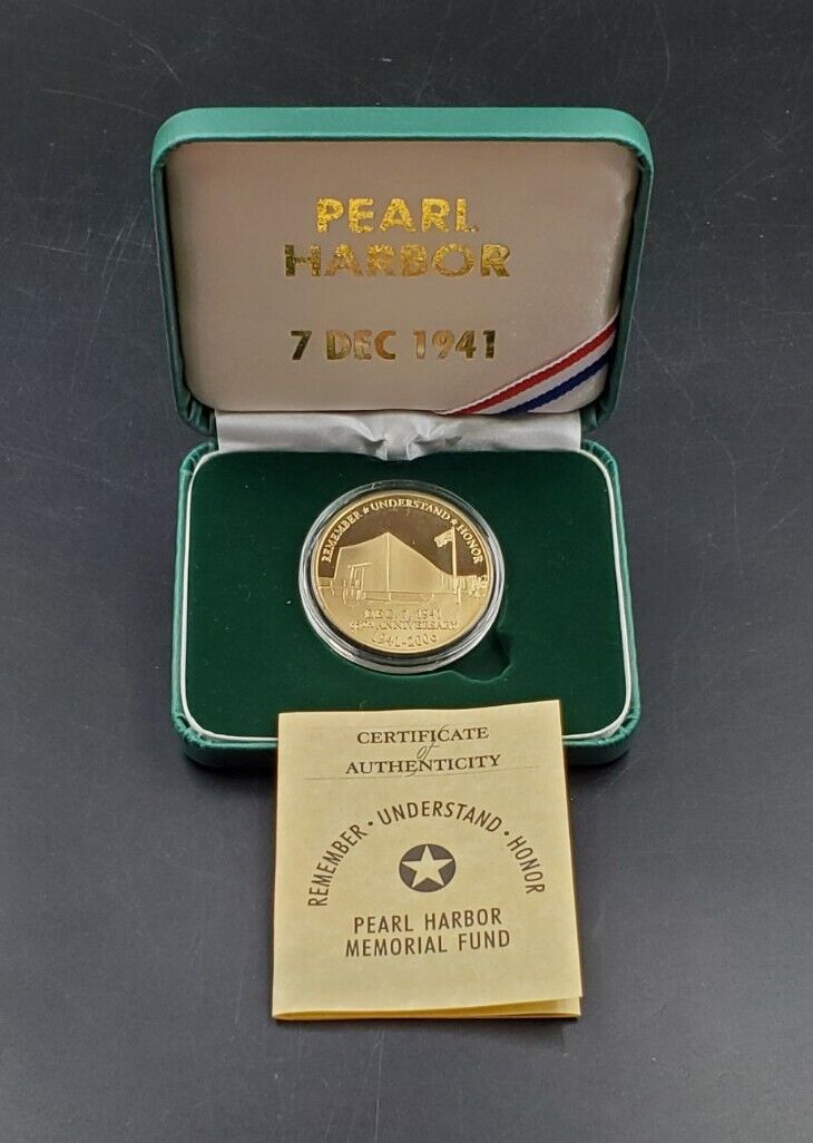 Pearl Harbor Memorial Fund 75th Anniversary  Medal With Original Case & C.O.A.