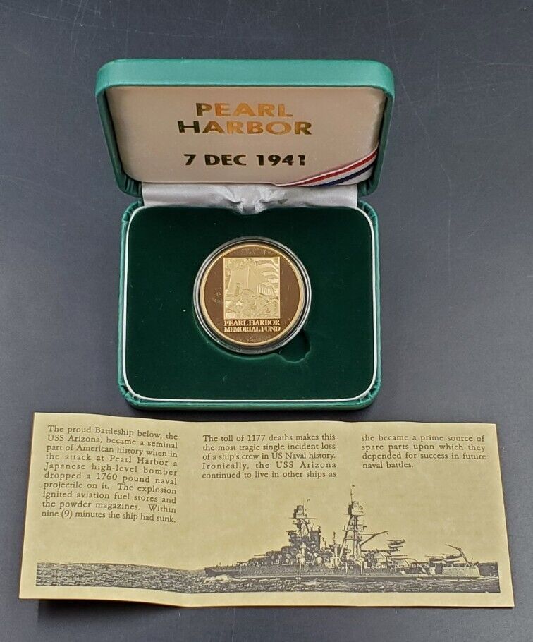 Pearl Harbor Memorial Fund 75th Anniversary  Medal With Original Case & C.O.A.