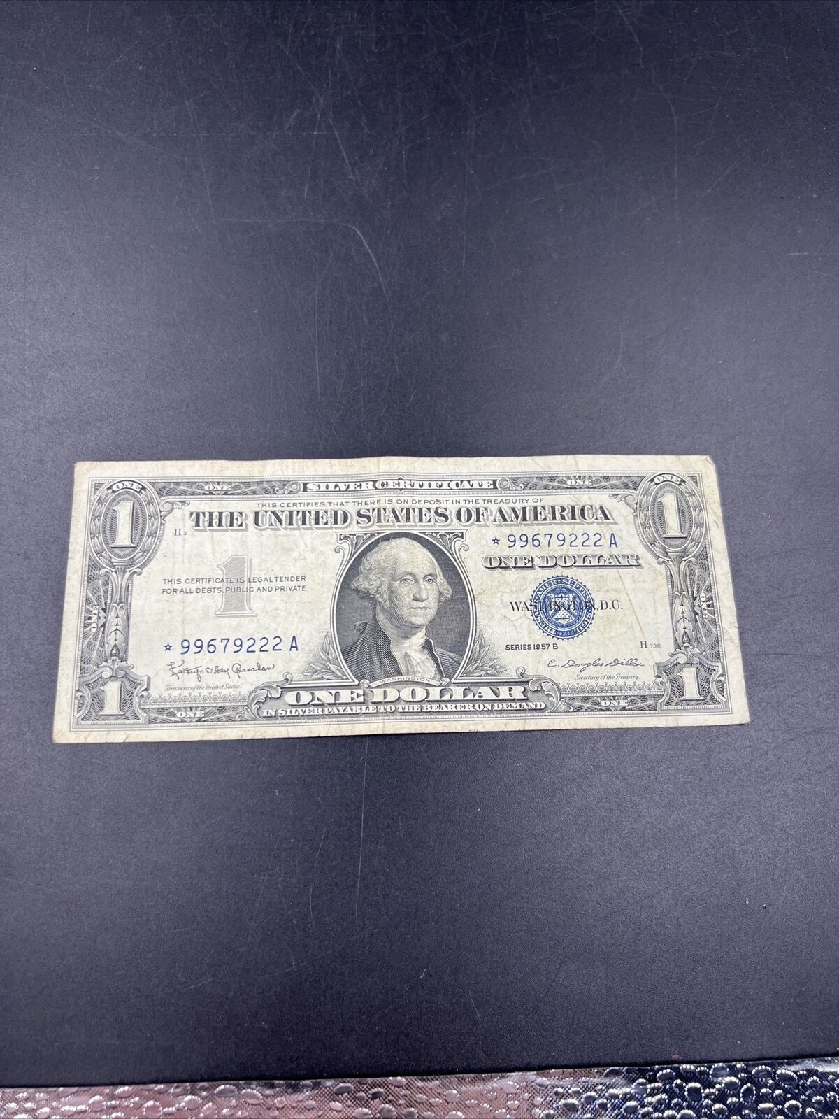 1957 $1 Silver Certificate Blue Seal One Dollar Bill Note VG Repeat Serial #222