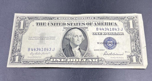 1935 F $1 Silver Certificate Blue Seal Notes Fancy Serial # VF Details