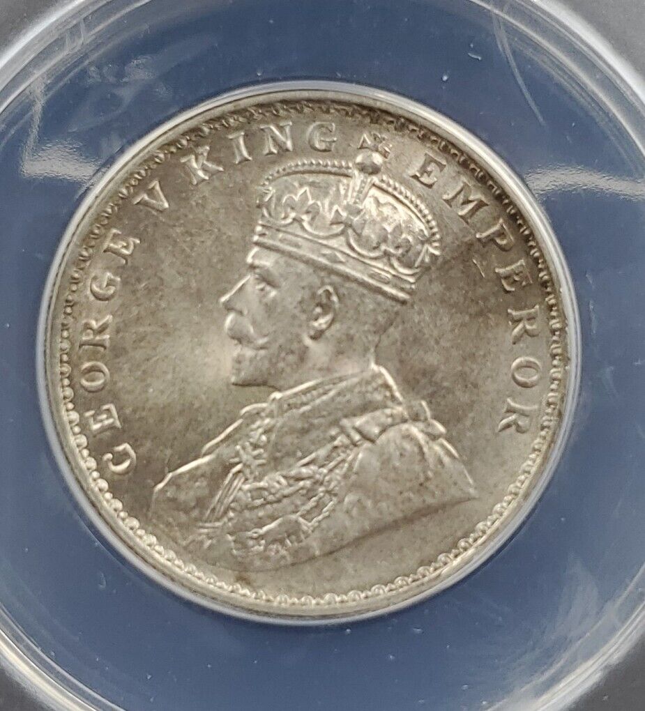 1920 C British India 1 Rupees ANACS MS62 Reeded Edge Calcutta Mint