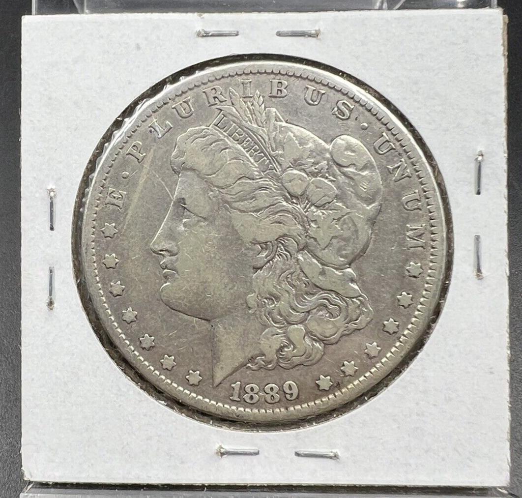 1889 P $1 Morgan Silver Dollar Coin VAM 19B Bar Wing Die Chip Variety VF Detals