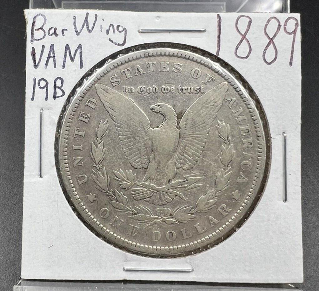 1889 P $1 Morgan Silver Dollar Coin VAM 19B Bar Wing Die Chip Variety VF Detals