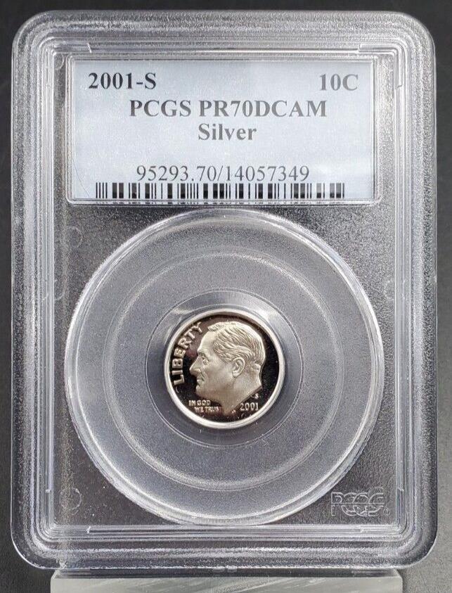 2001 S Roosevelt Proof Silver Dime Coin PCGS PR70 DCAM