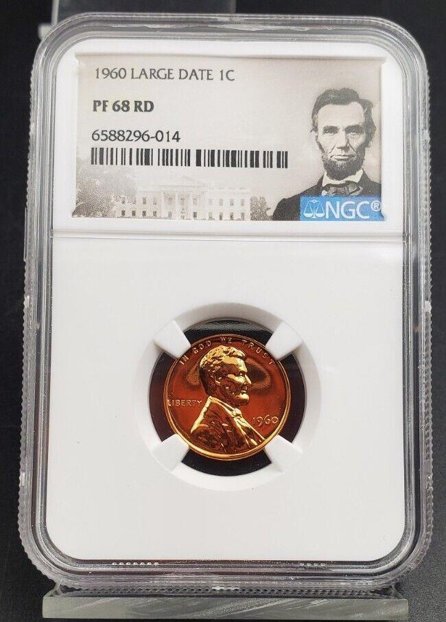 1960 P Lincoln Memorial Cent Penny Coin NGC PF68 RD Large Date #014