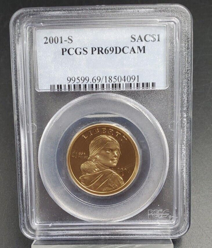 2001 S Sacagawea Native Brass Dollar Coin PCGS PR69 DCam #4091