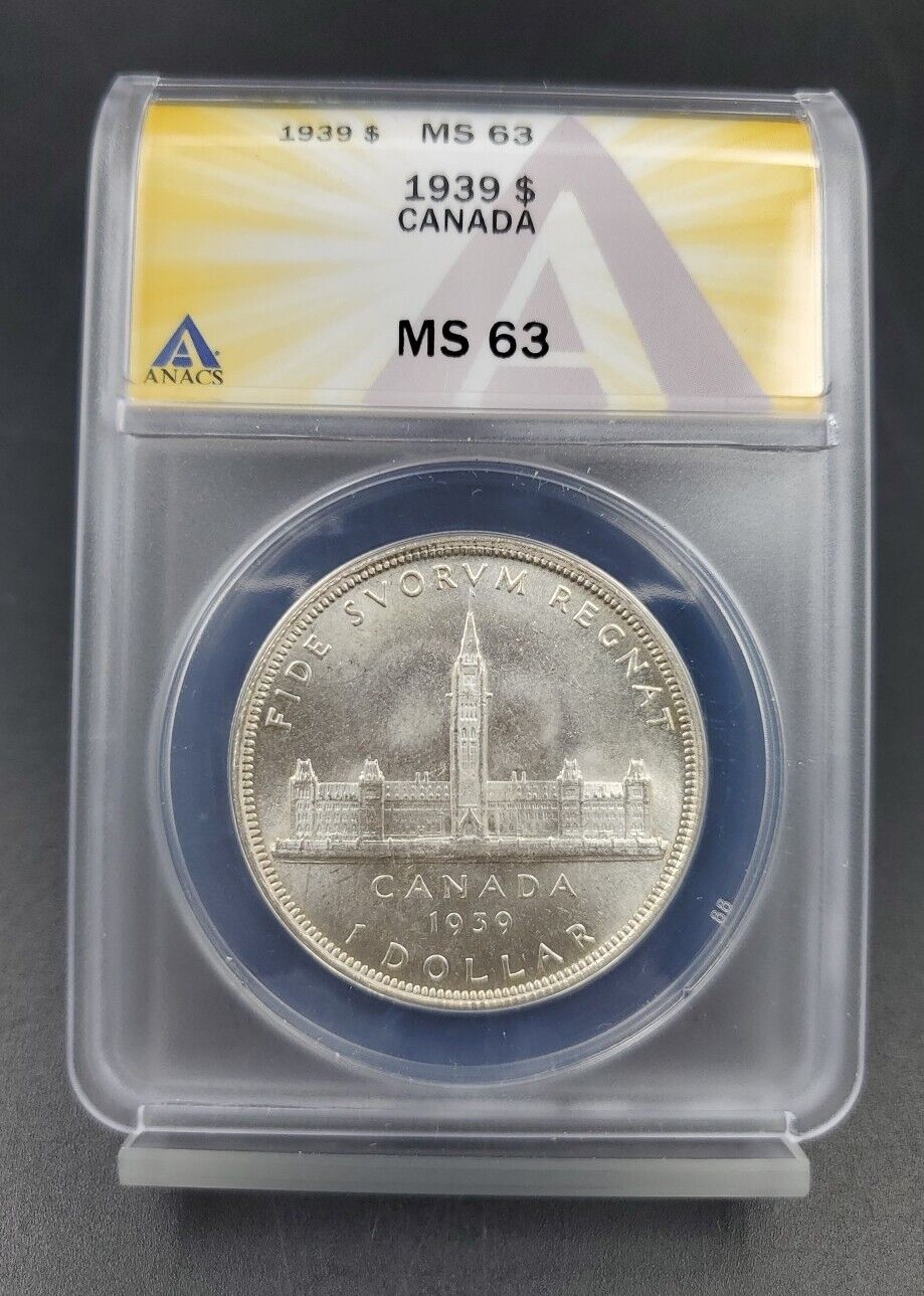 1939 $1 Canada Silver Dollar Coin ANACS MS63 George VI Royal Visit Commemorative
