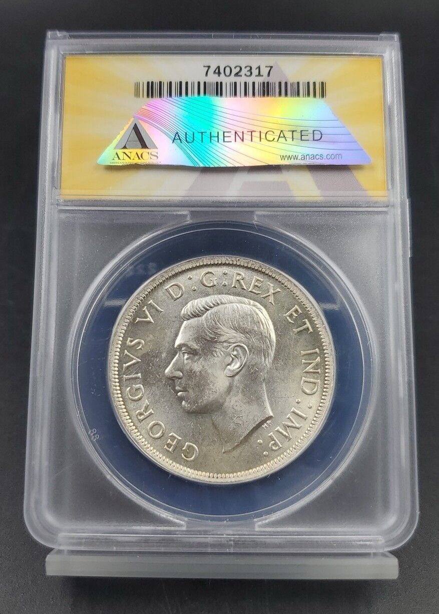 1939 $1 Canada Silver Dollar Coin ANACS MS63 George VI Royal Visit Commemorative