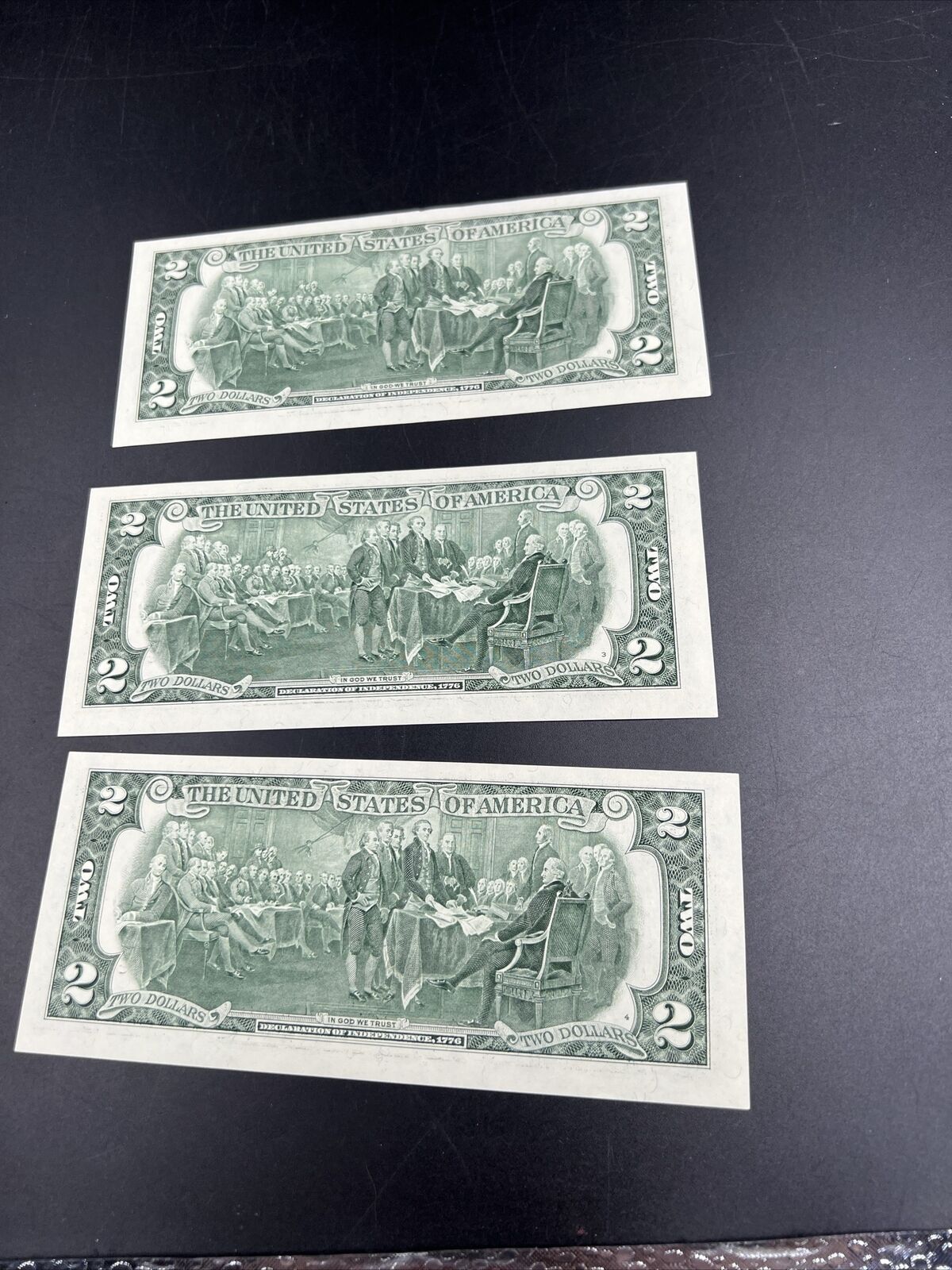 3 Consecutive 2003 $2 Two Dollar Bills Federal Reserve Notes CH Choice UNC