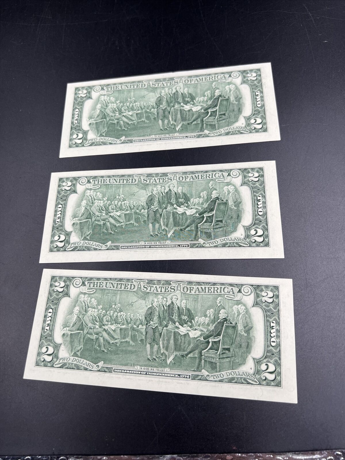 3 Consecutive 2003 $2 Two Dollar Bills Federal Reserve Notes CH Choice UNC