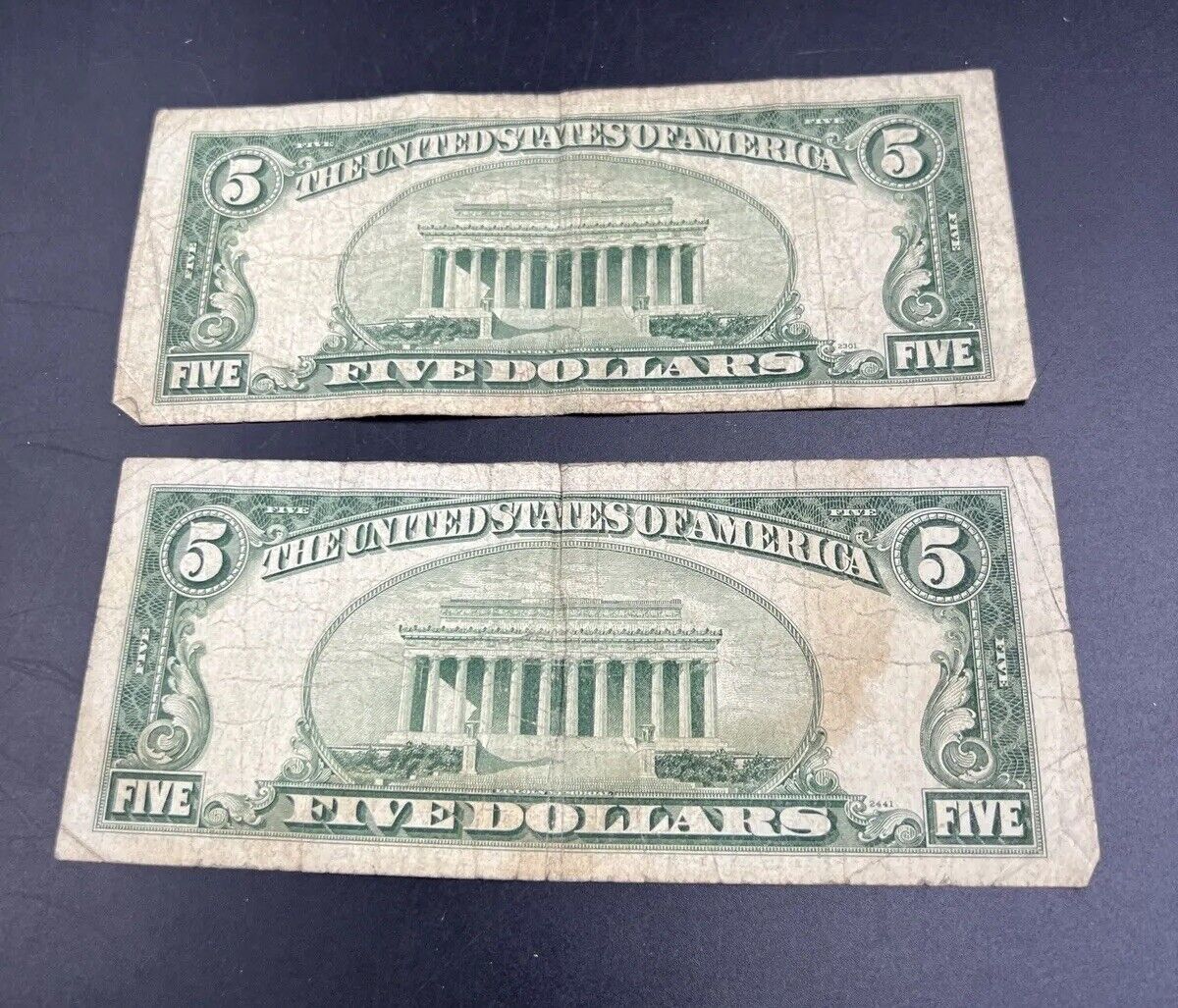 Lot of 2 Cull 1950 B $5 Five Dollar FRN Federal Reserve Notes Very Circulated