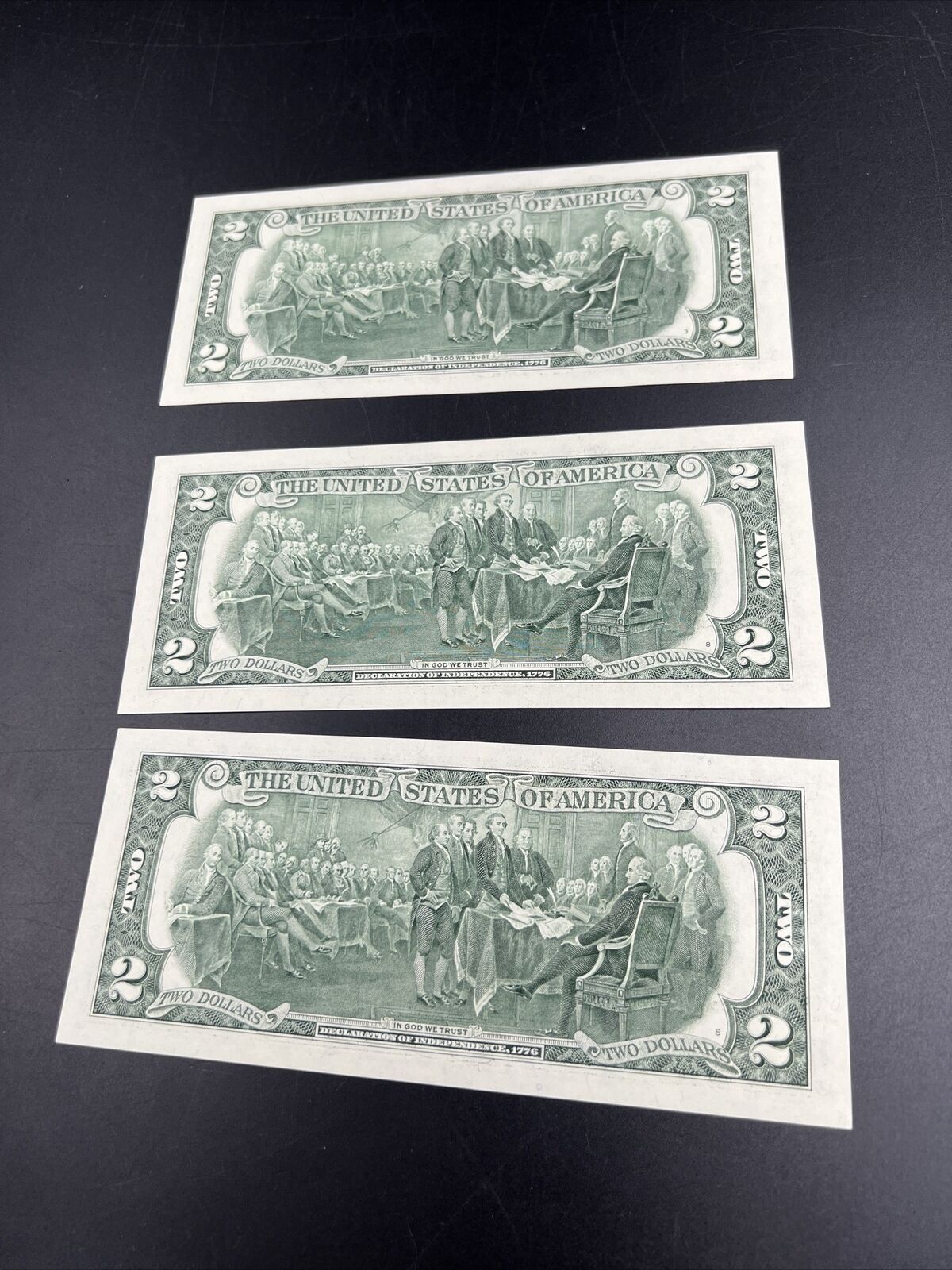 3 Consecutive 2003 $2 Two Dollar Bills w/ Repeat Serial Numbers #999 CH UNC