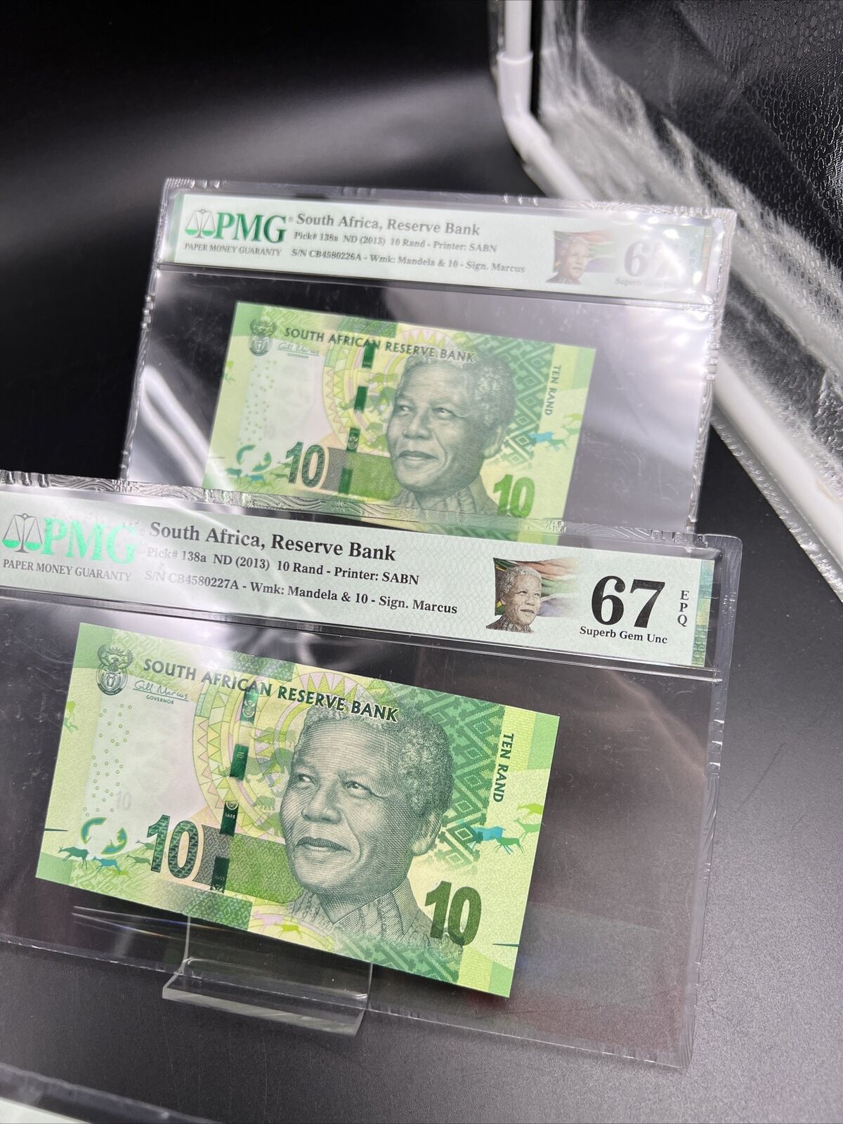 3 Consecutive Bills 2013 10R South Africa Nelson Mandela 10 Rand Note PMG 67 EPQ