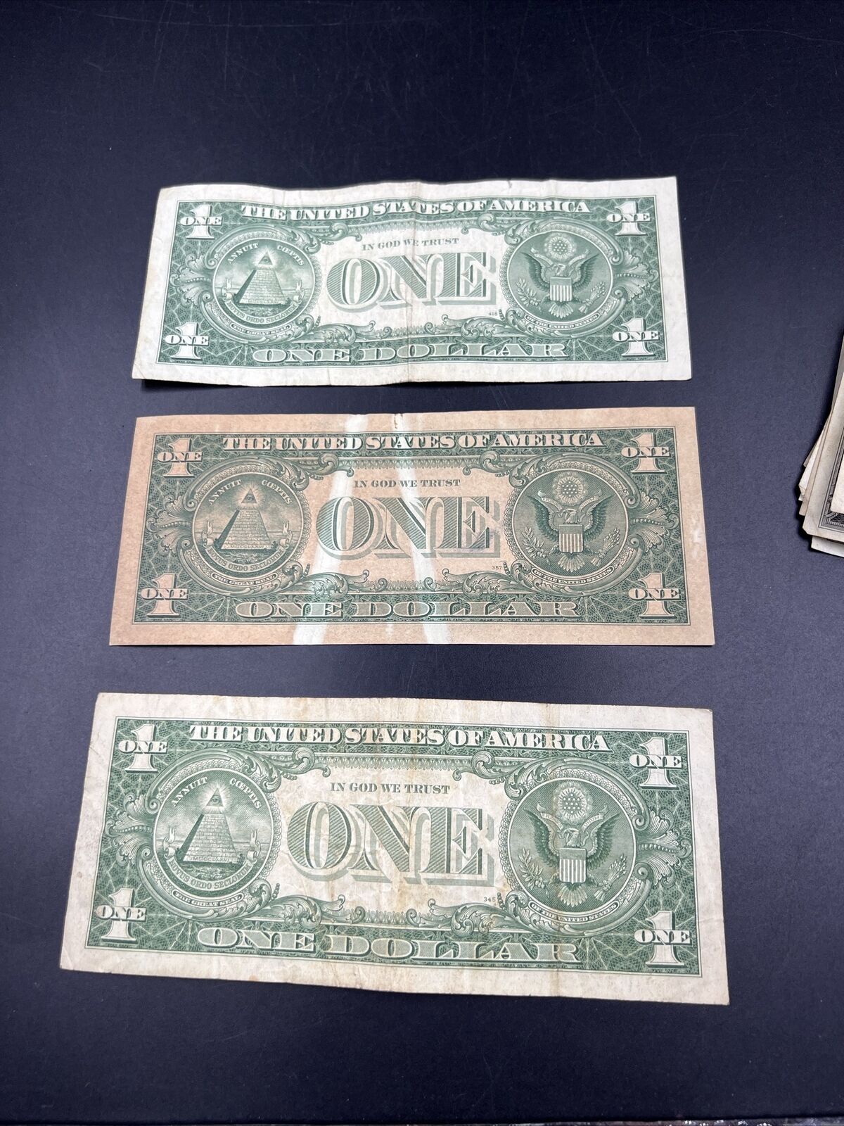 Lot of 3 1957 A B SET $1 Silver Certificate Blue Seal Notes Choice VG + #981