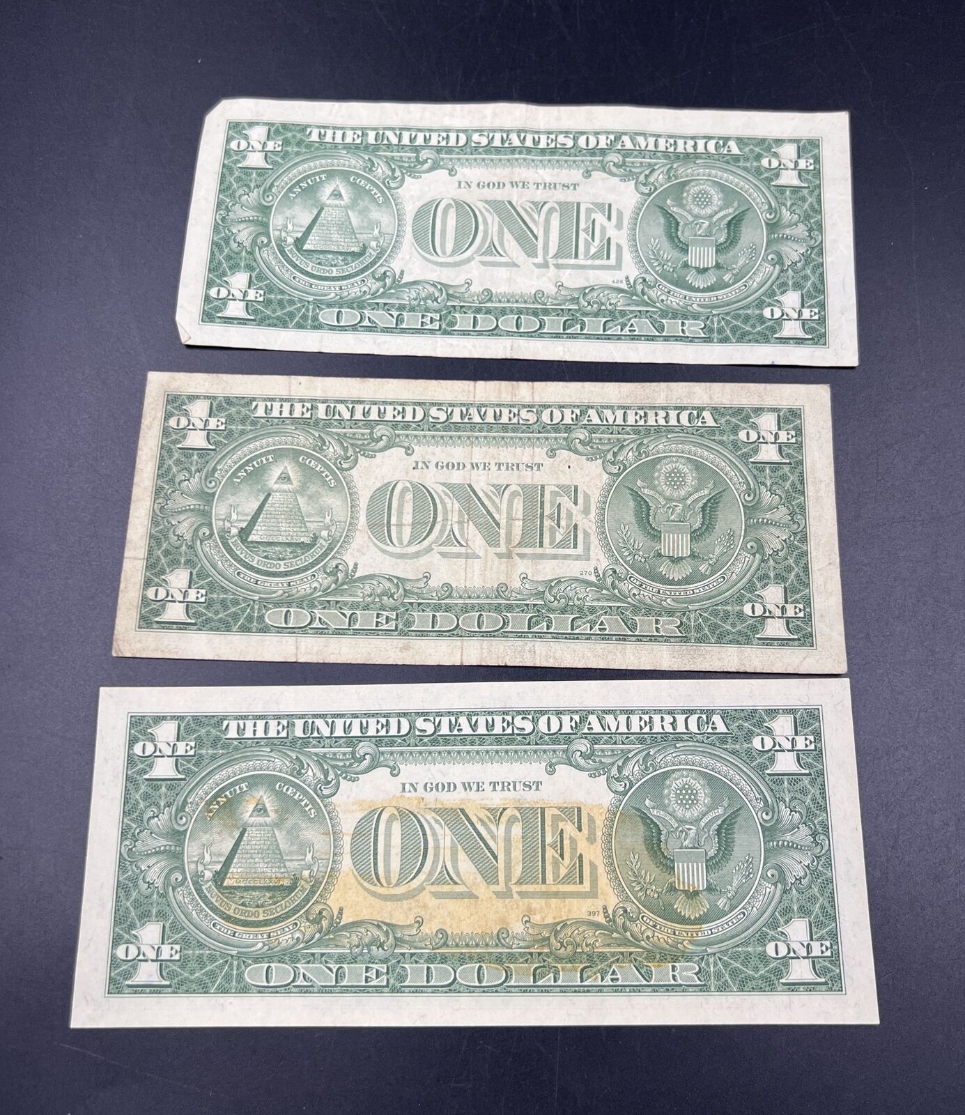 Lot of 3 1957 A B SET $1 Silver Certificate Blue Seal Notes Choice VG + #435