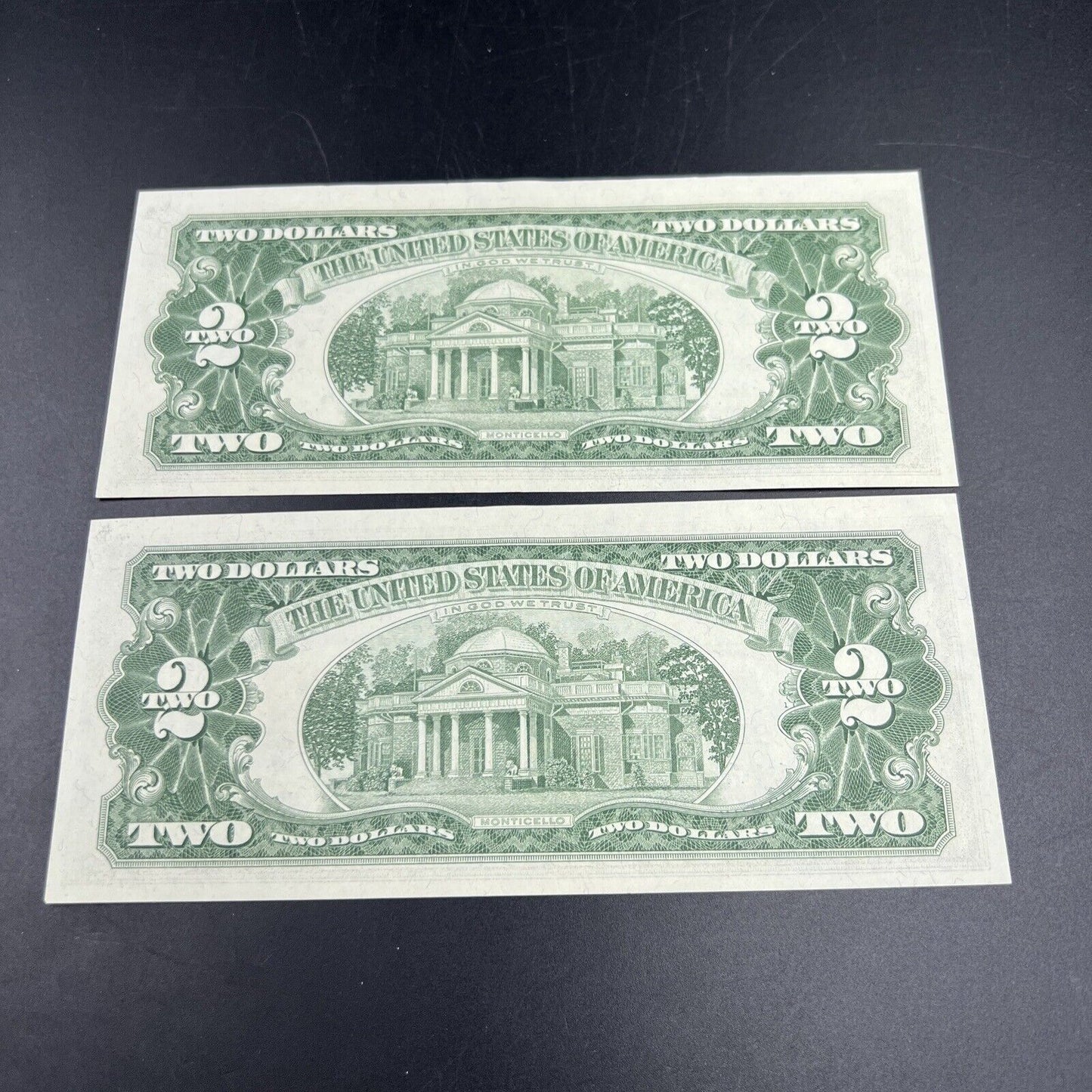 2 Consecutive 1963 $2 Two Dollar Red Seal Legal Tender Note Bills CH UNC #056