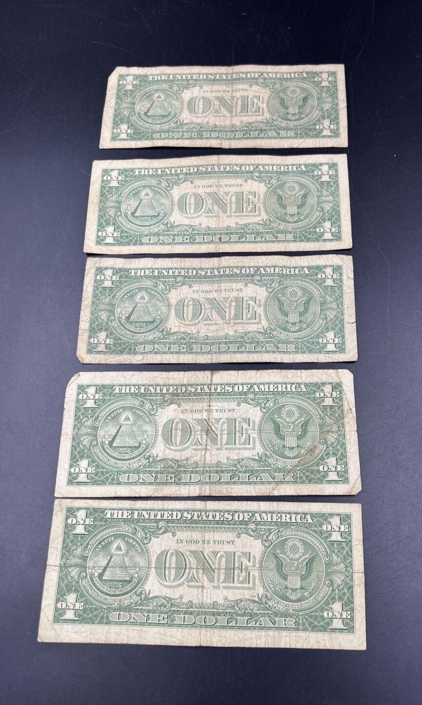 Lot of 5 1957 Silver Certificate Bill Currency Note Bills VG Circulated #133