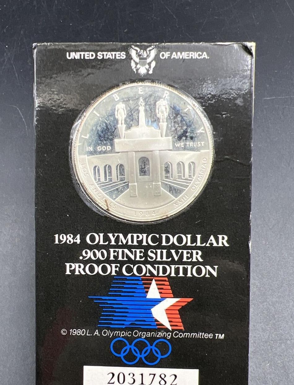 1984 S Los Angeles OLYMPIC Silver Dollar Olympics GIFTCARD Packading Gem Proof